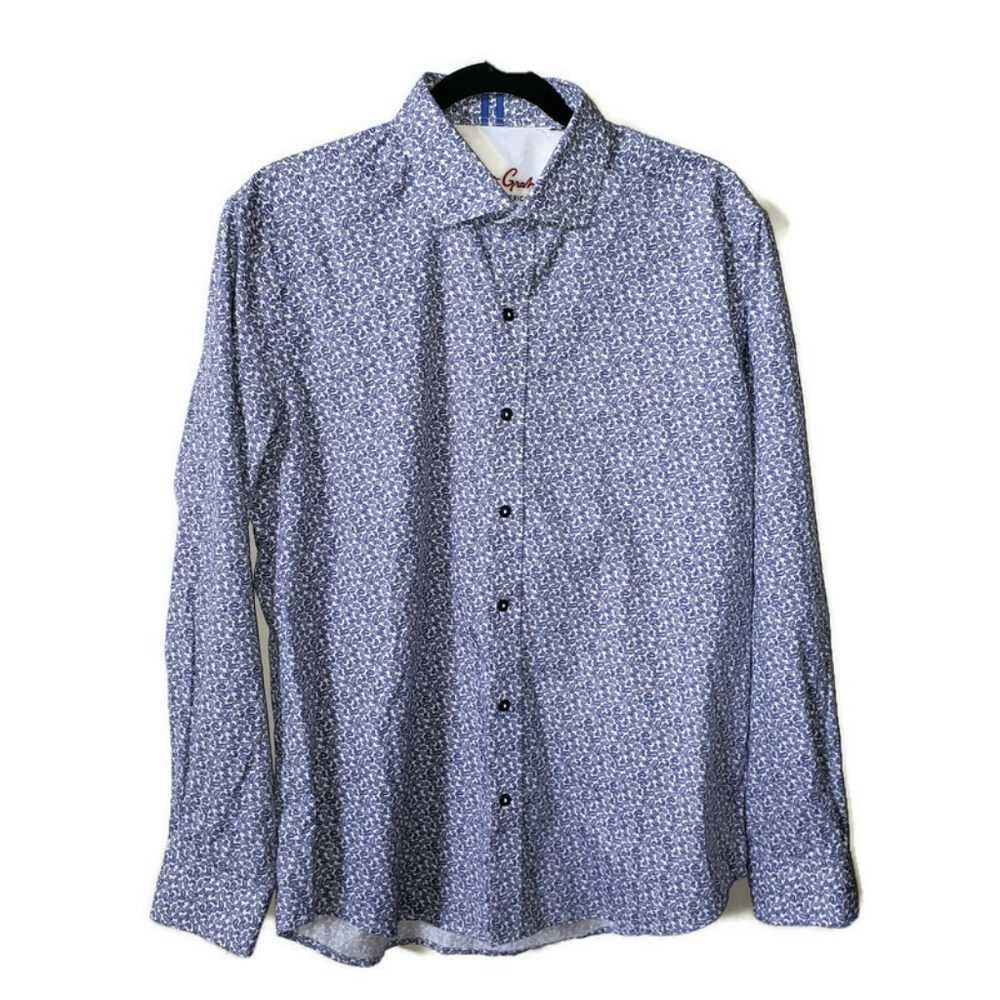 Robert Graham blue and white paisley button down Mens Size large. - Picture 9 of 14